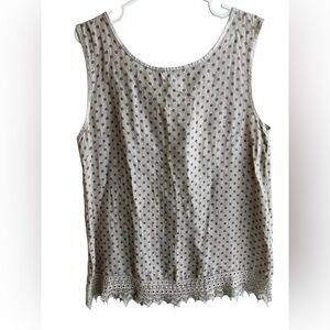 Vanessa Alexandra 100% linen tank top polka dot lace neutral Italy medium
